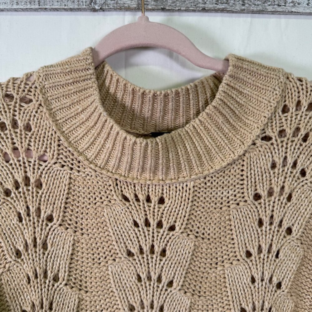 Free People Bell Song Mixed Knit Pullover Sweater Sandcastle Beige Size Small - Picture 4 of 14